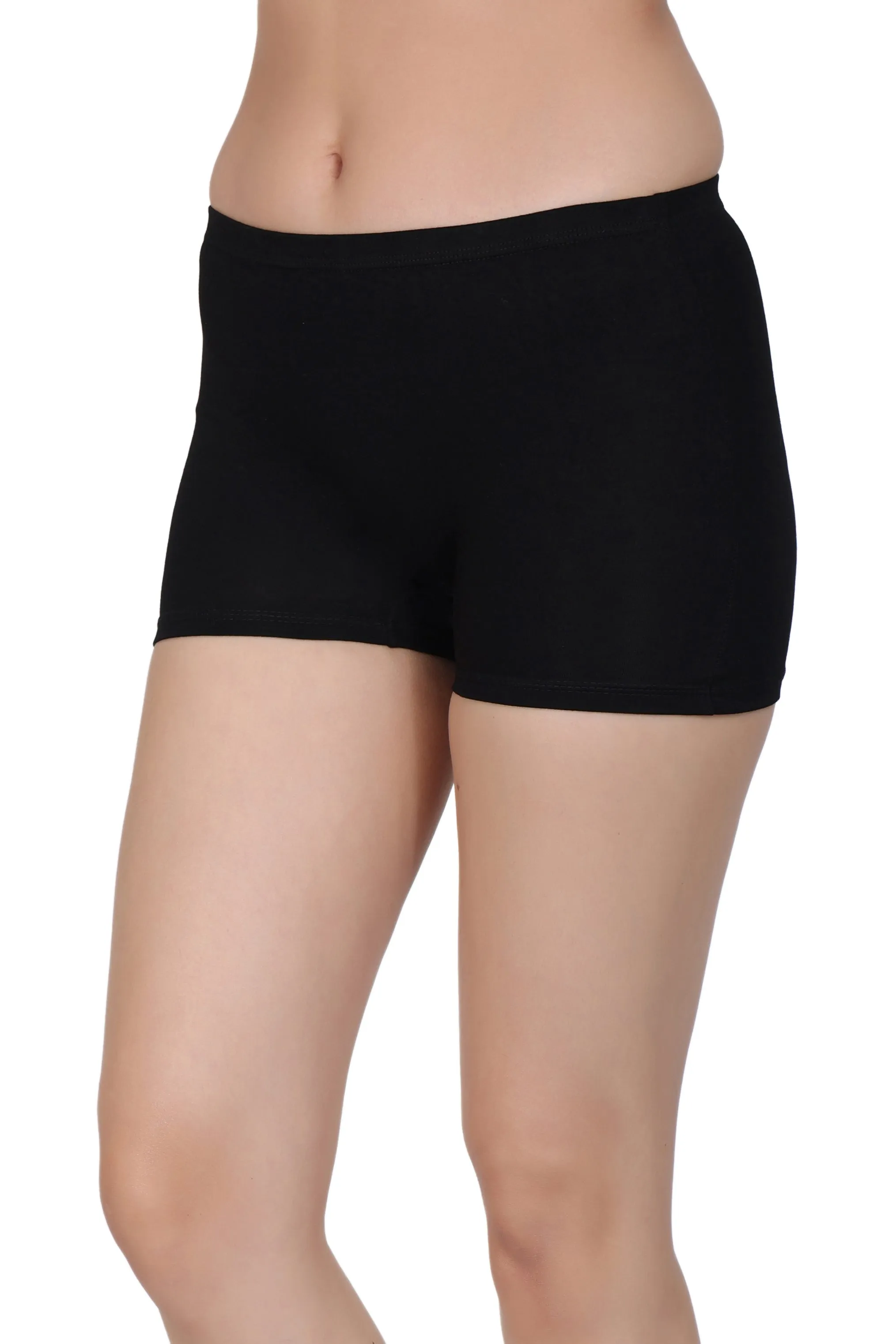 Bamboo Fabric Mid Rise Shorts | Peach & Black | Pack Of 2