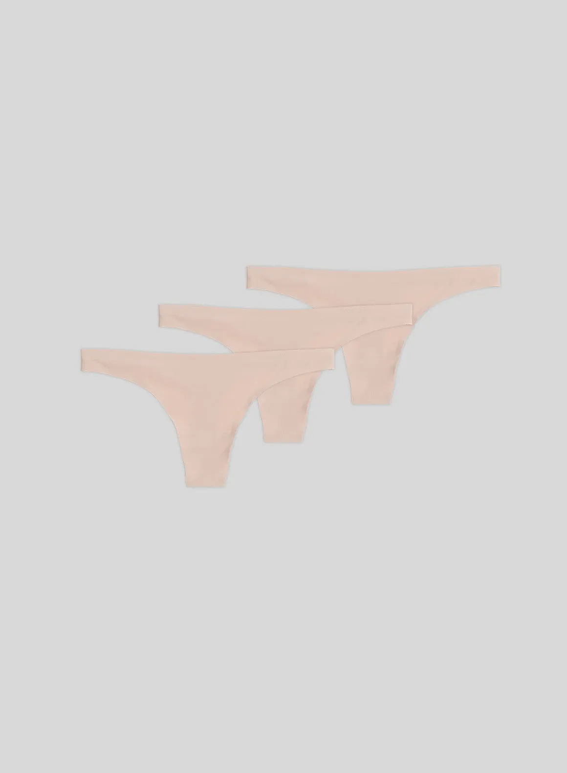 Beige Invisible Thong 3-PACK