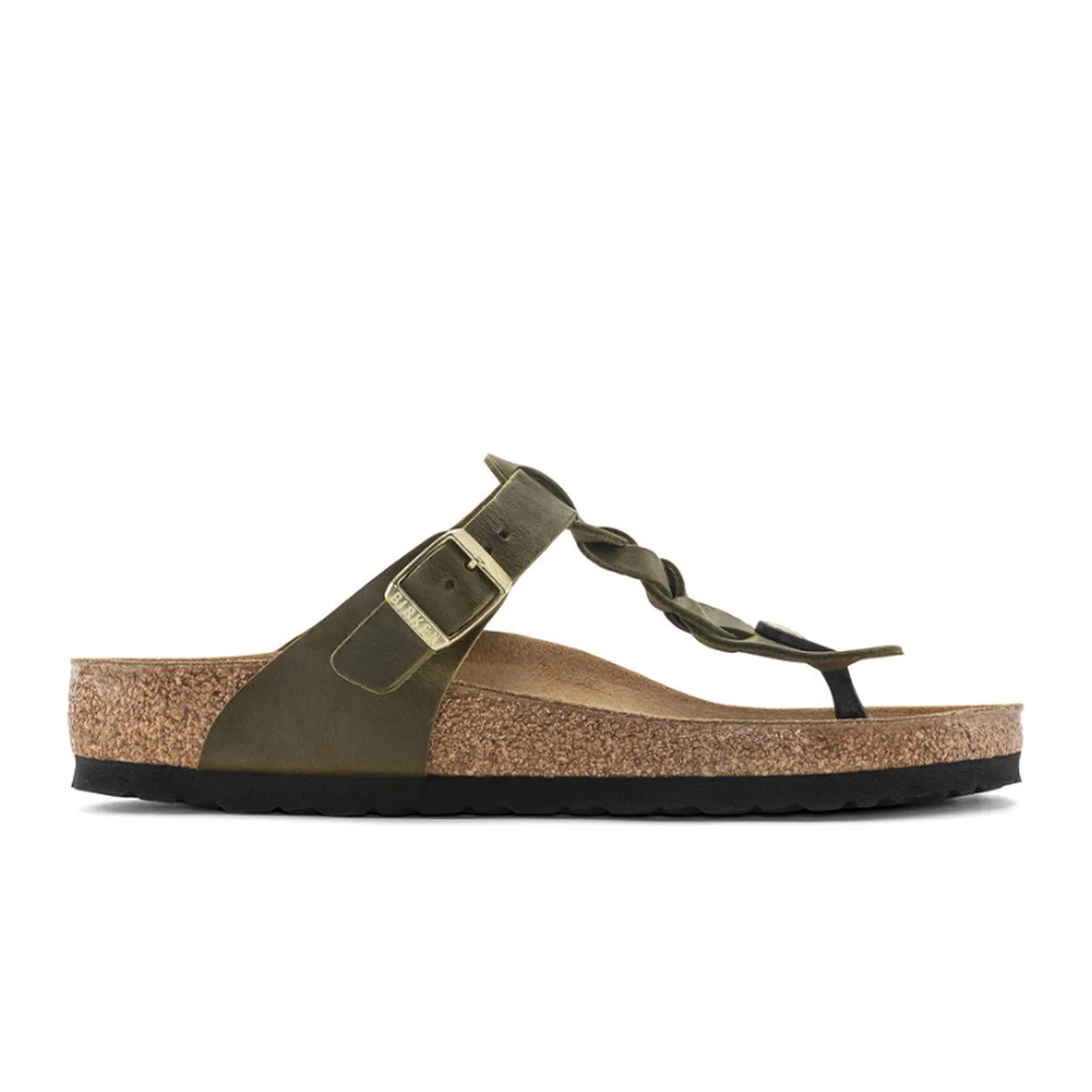 Birkenstock Gizeh Braid Sandal (Women) - Olive Green Oiled Leather