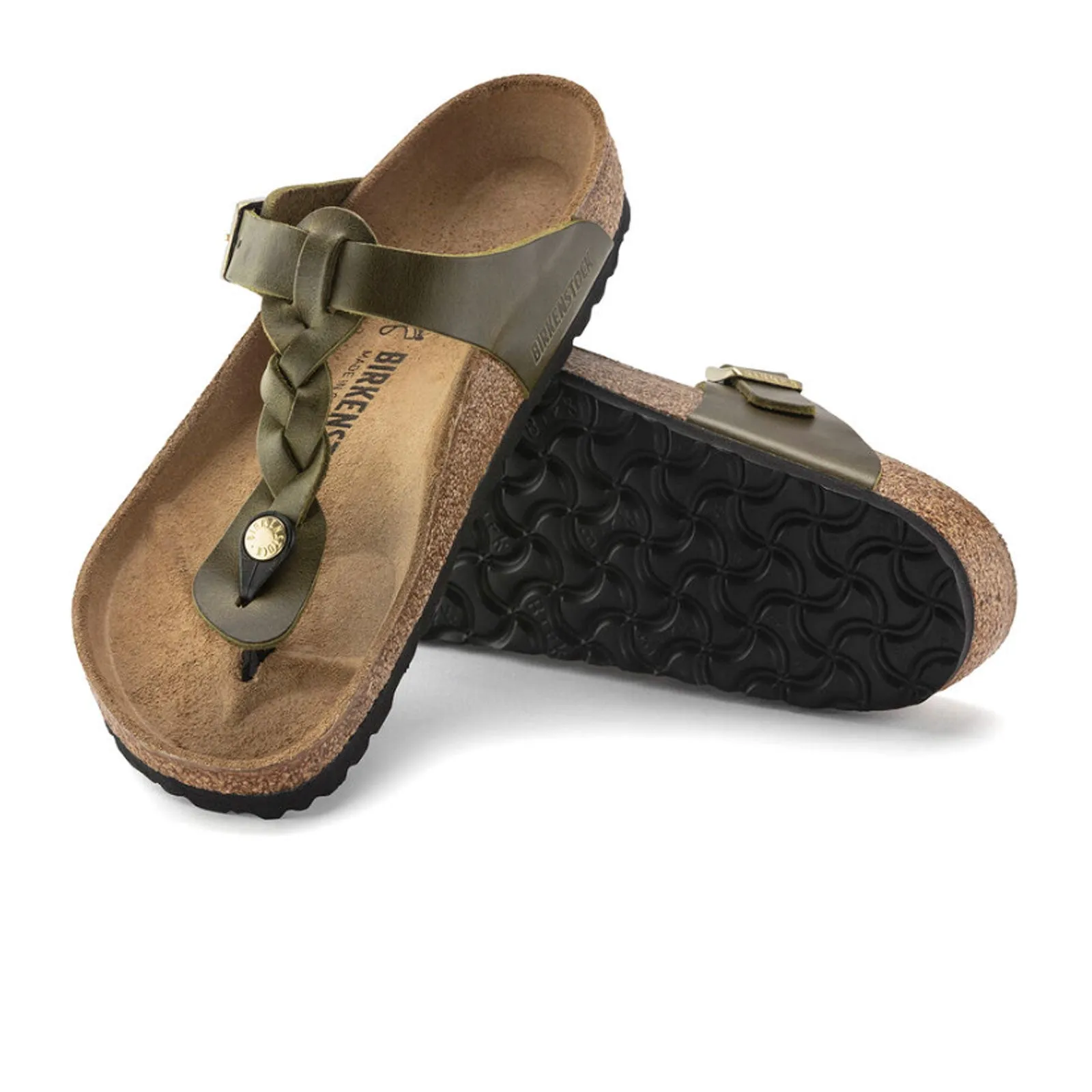 Birkenstock Gizeh Braid Sandal (Women) - Olive Green Oiled Leather