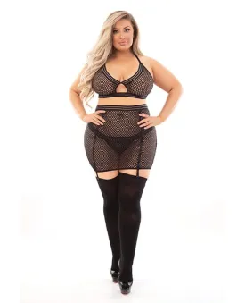 Bold Fetish Fishnet Bra, Skirtini & Hose