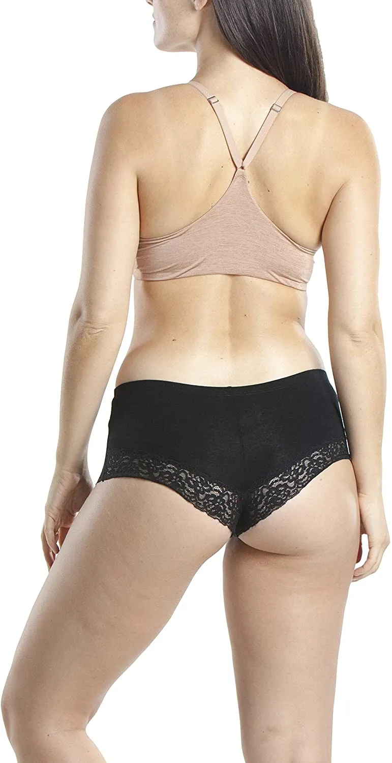 Boy Shorts Underwear for Women, Cotton Women's Panties Lace Boyshort Slip Pack