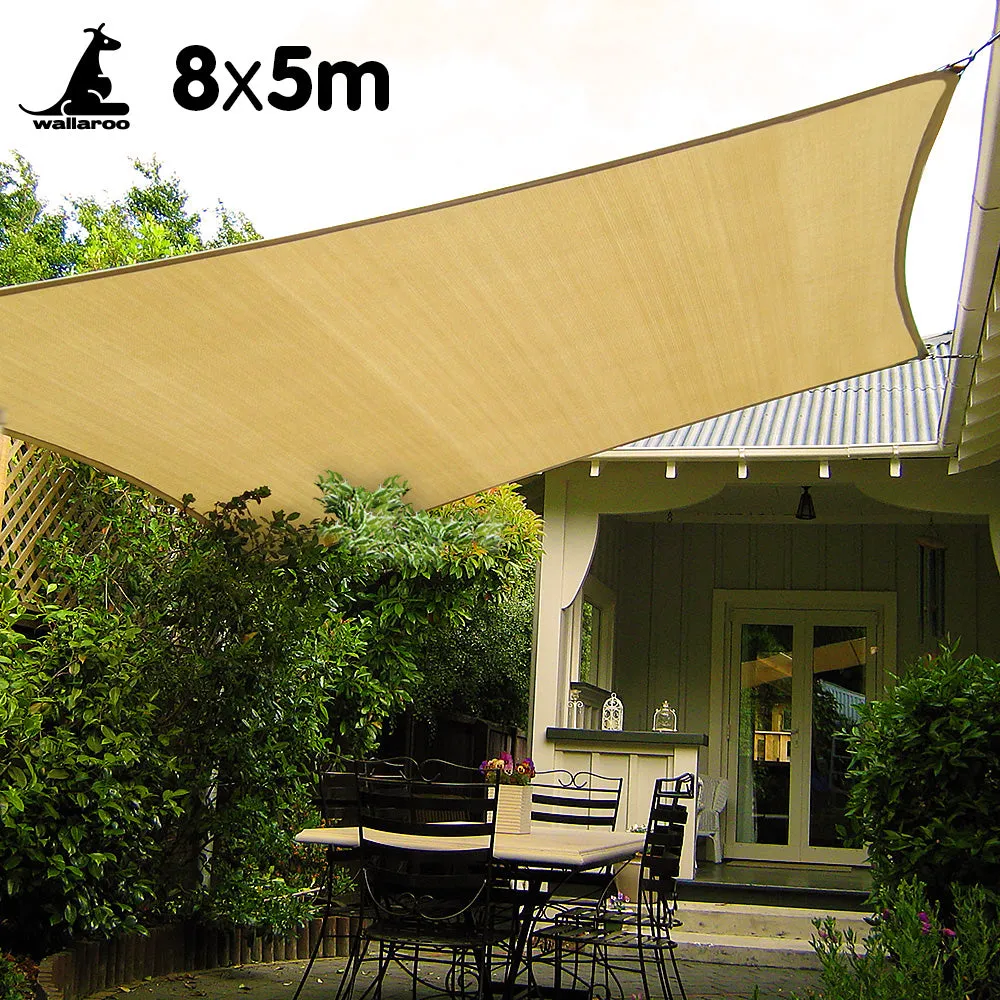 Breathable Rectangular Shade Sail 8m x 5m Sand UV Block