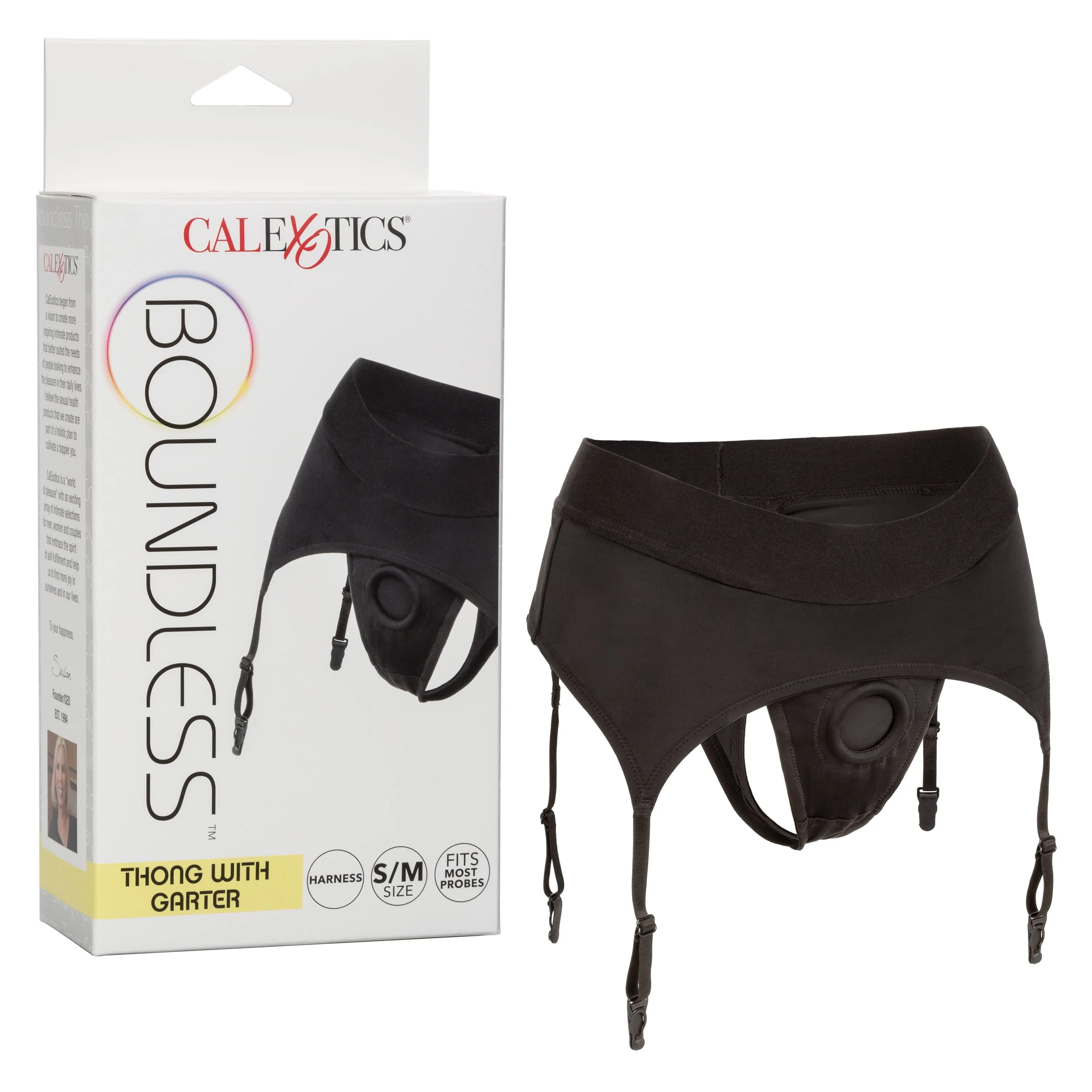 California Exotics - Boundless Thong with Garter Strap On S/M (Black)