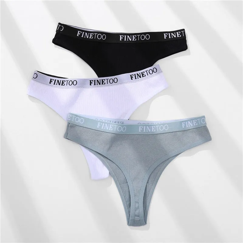 Cotton Mix Thong Underpant Letter Waist Underwear G-string Brief Lingerie