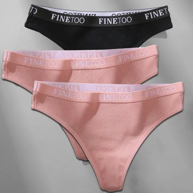 Cotton Mix Thong Underpant Letter Waist Underwear G-string Brief Lingerie