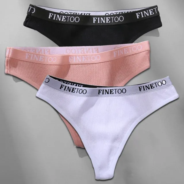 Cotton Mix Thong Underpant Letter Waist Underwear G-string Brief Lingerie