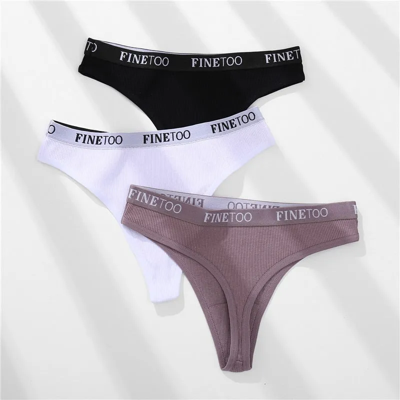 Cotton Mix Thong Underpant Letter Waist Underwear G-string Brief Lingerie