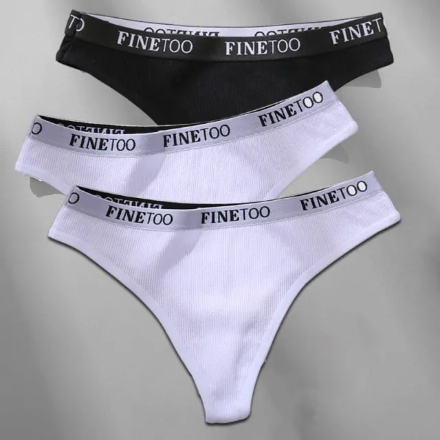 Cotton Mix Thong Underpant Letter Waist Underwear G-string Brief Lingerie