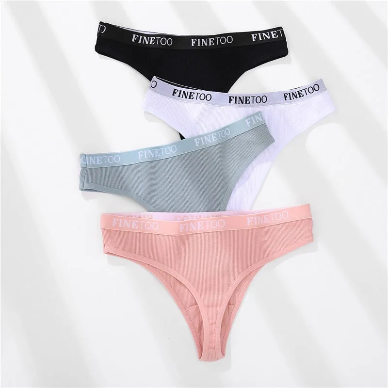 Cotton Mix Thong Underpant Letter Waist Underwear G-string Brief Lingerie