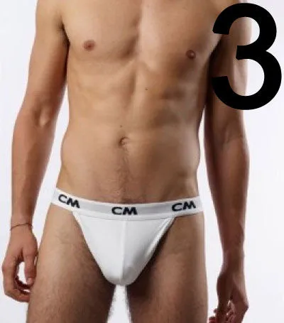 Cover Male [3 Pack] Cotton Jock Strap Underwear White 401 Size S