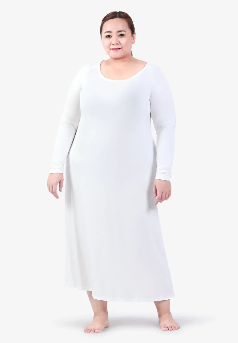 Delicate INVISIBLE Lightweight Inner Long Sleeve Dress - White