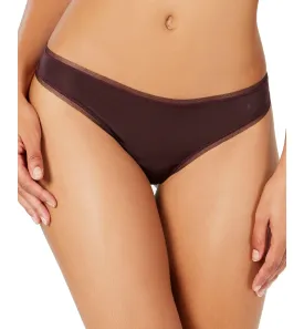 DKNY Women's Litewear Low-Rise Mesh-Trim Thong, Plum, XL