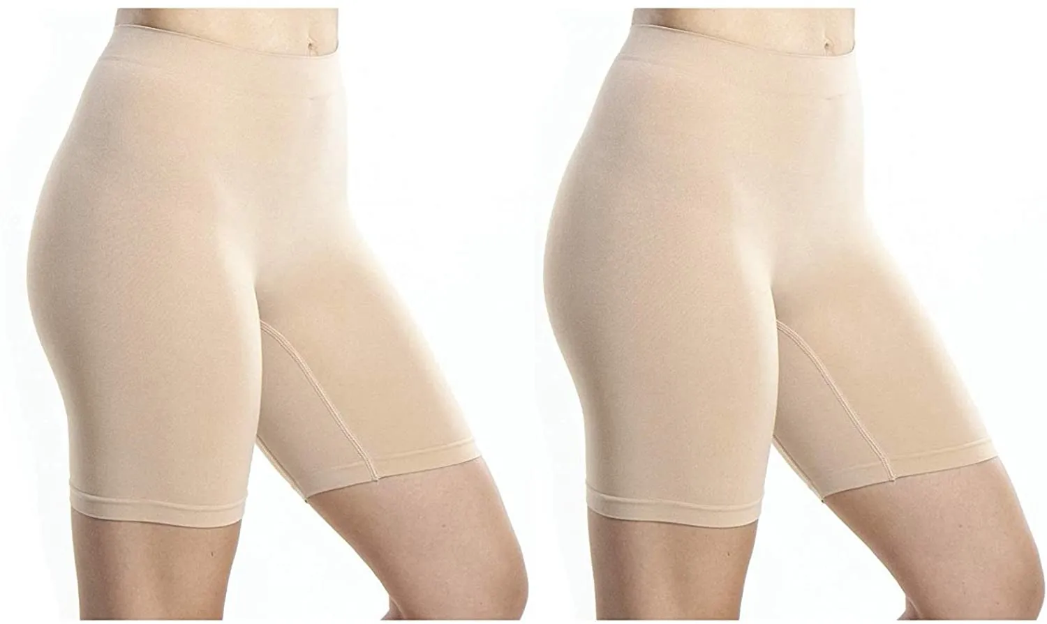 Emprella Nude Slip Shorts for Under Dresses, 2 Pack Womens Seamless Bike Short