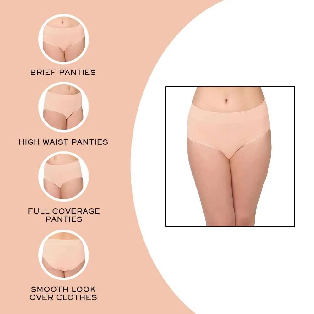 Feeling Flexible High Waist Full Coverage Everyday Wear Brief Panty - Peach