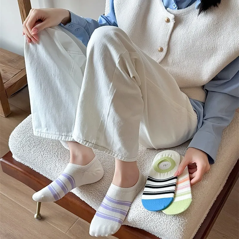 Geometric Pattern Love Stripe Rhombus Women's Low-cut Liners Socks Invisible