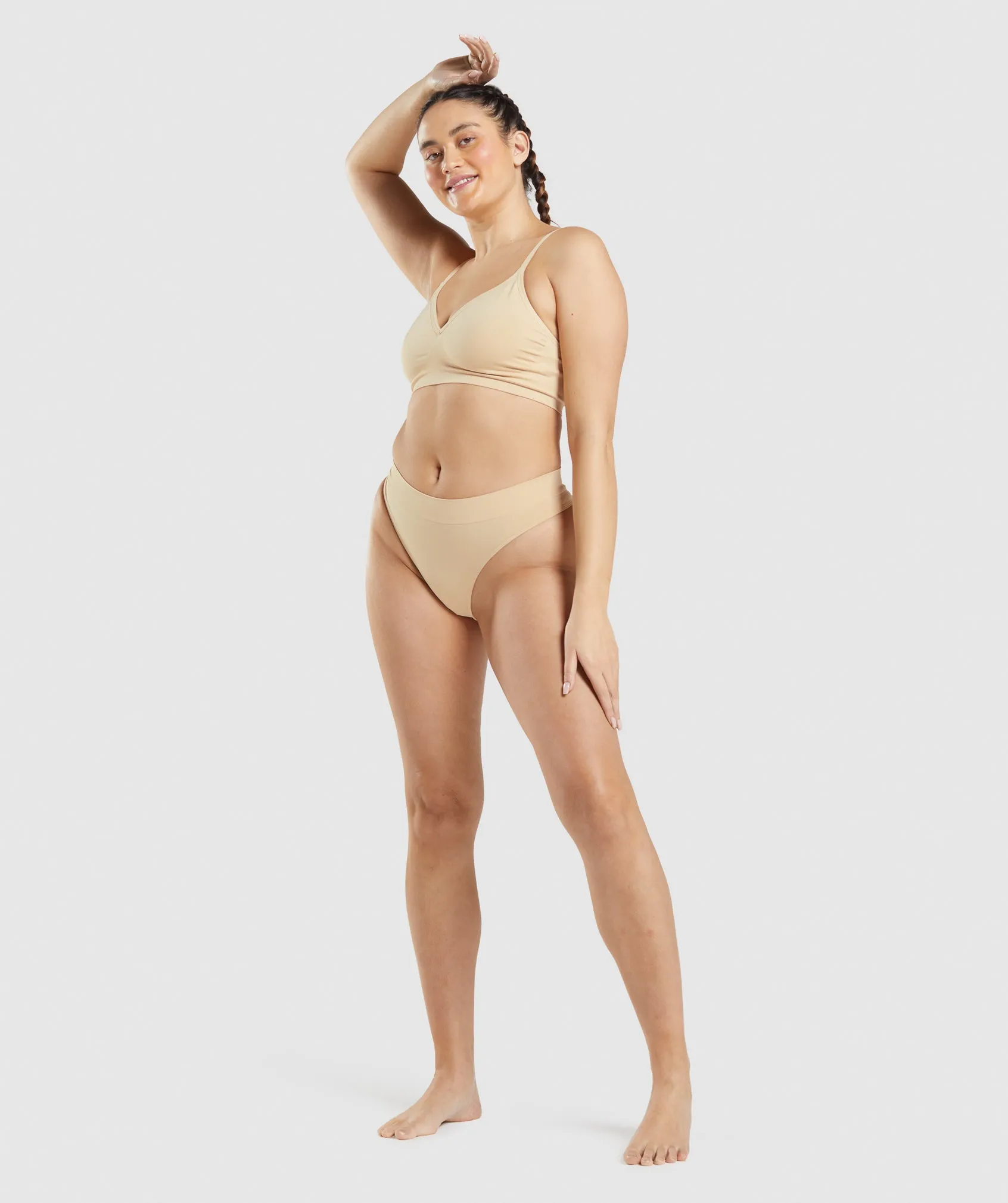 Gymshark Seamless High Rise Thong - Fawn Light Brown