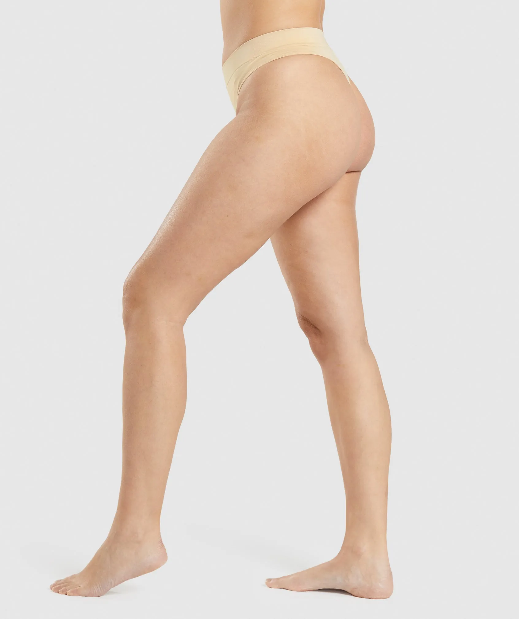 Gymshark Seamless High Rise Thong - Fawn Light Brown