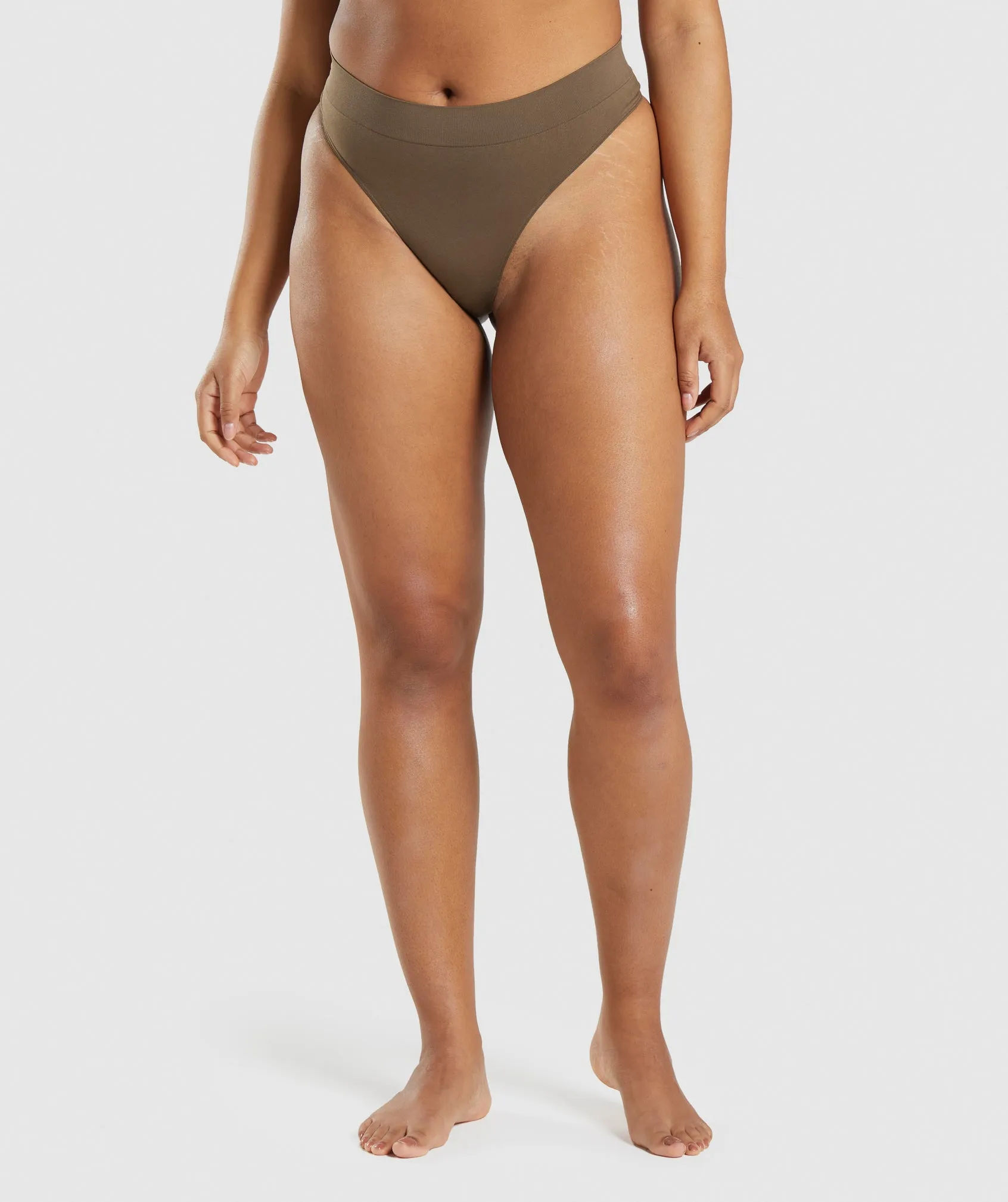 Gymshark Seamless High Rise Thong - Walnut Brown