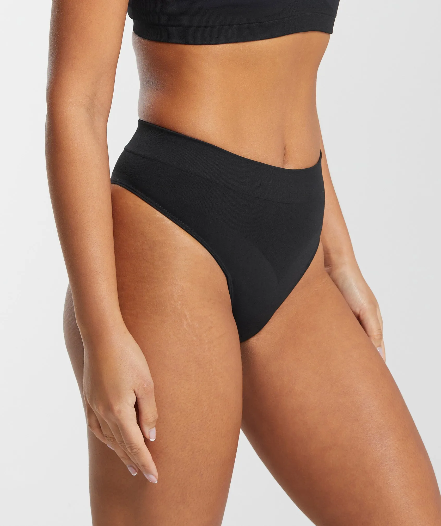 Gymshark Seamless High Waisted Thong - Black