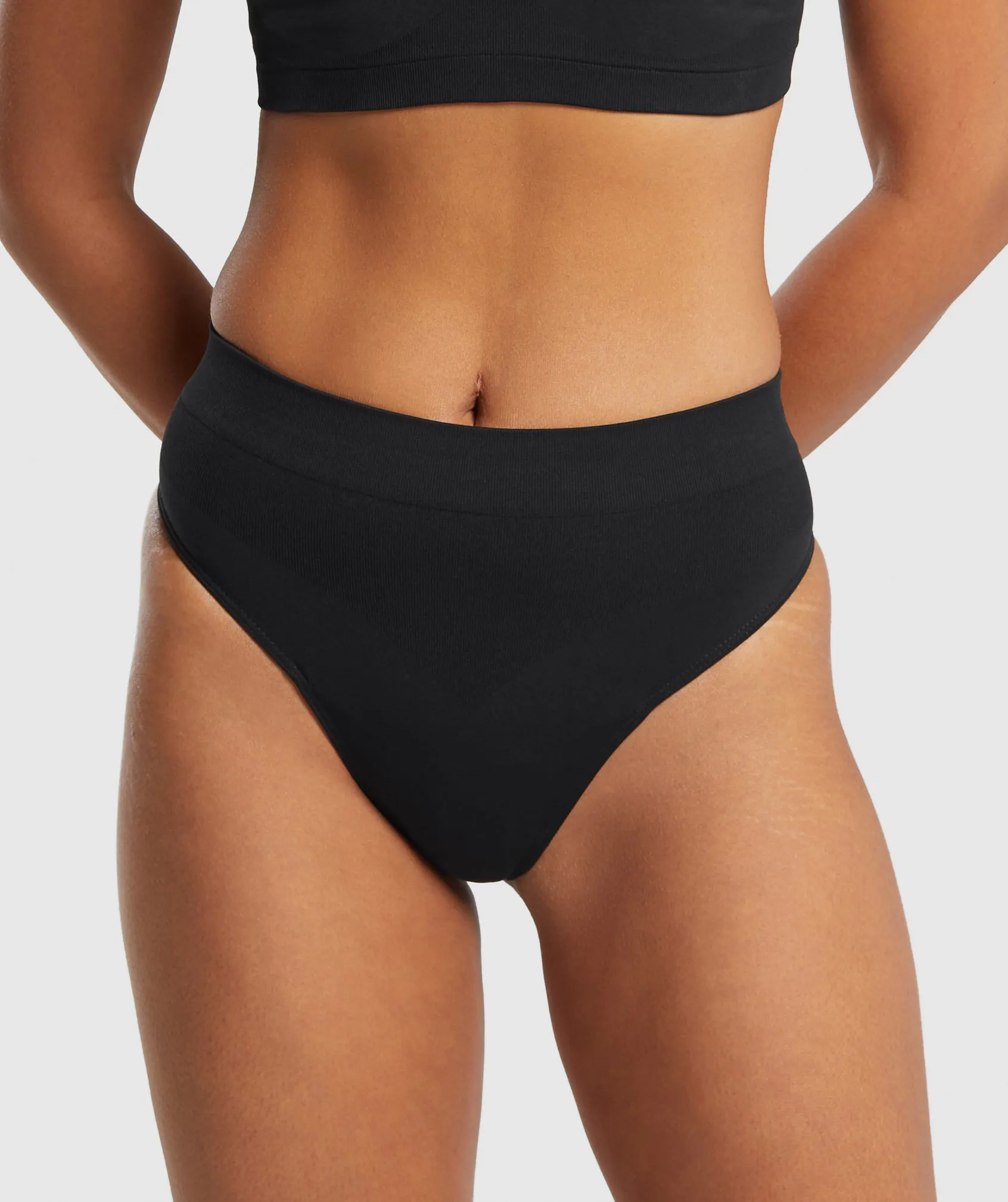 Gymshark Seamless High Waisted Thong - Black