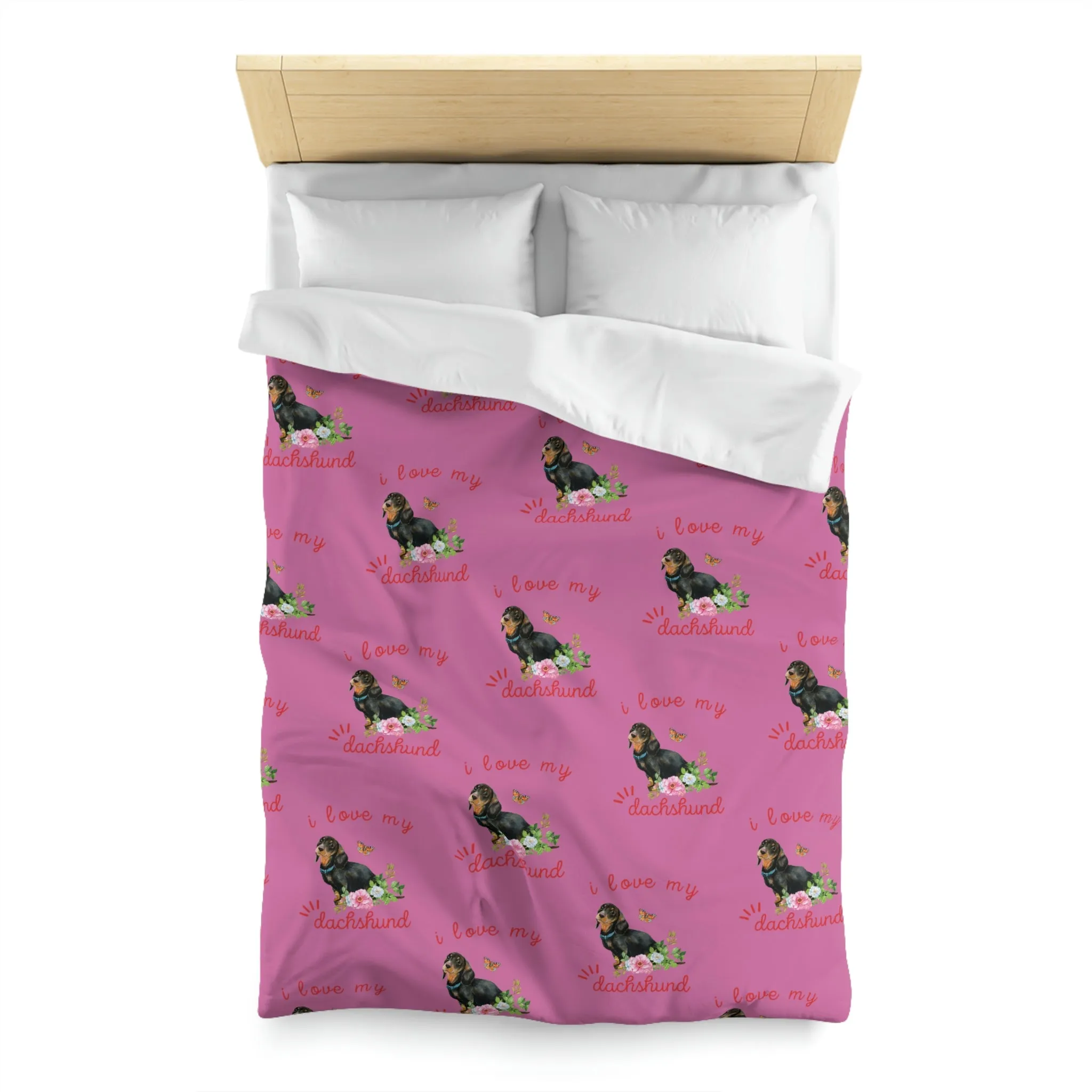 I love my Dachshund Dog POD Microfiber Duvet Cover