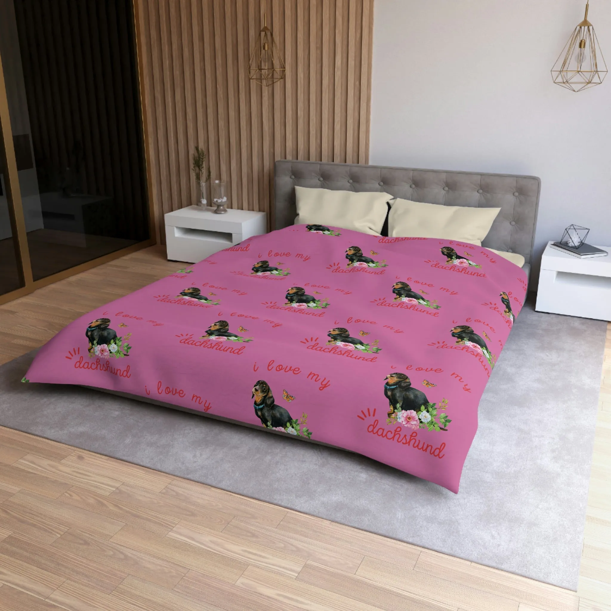 I love my Dachshund Dog POD Microfiber Duvet Cover