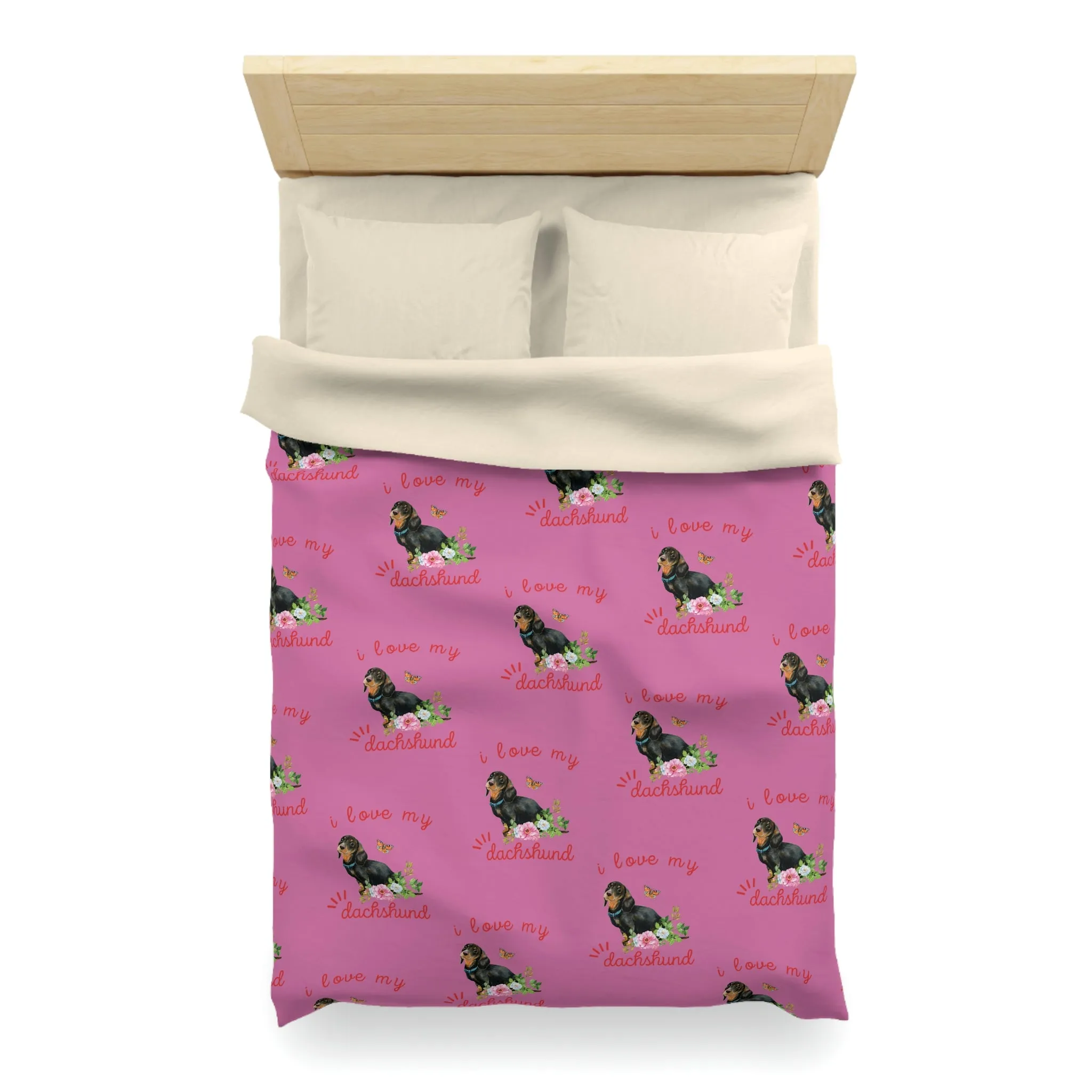 I love my Dachshund Dog POD Microfiber Duvet Cover