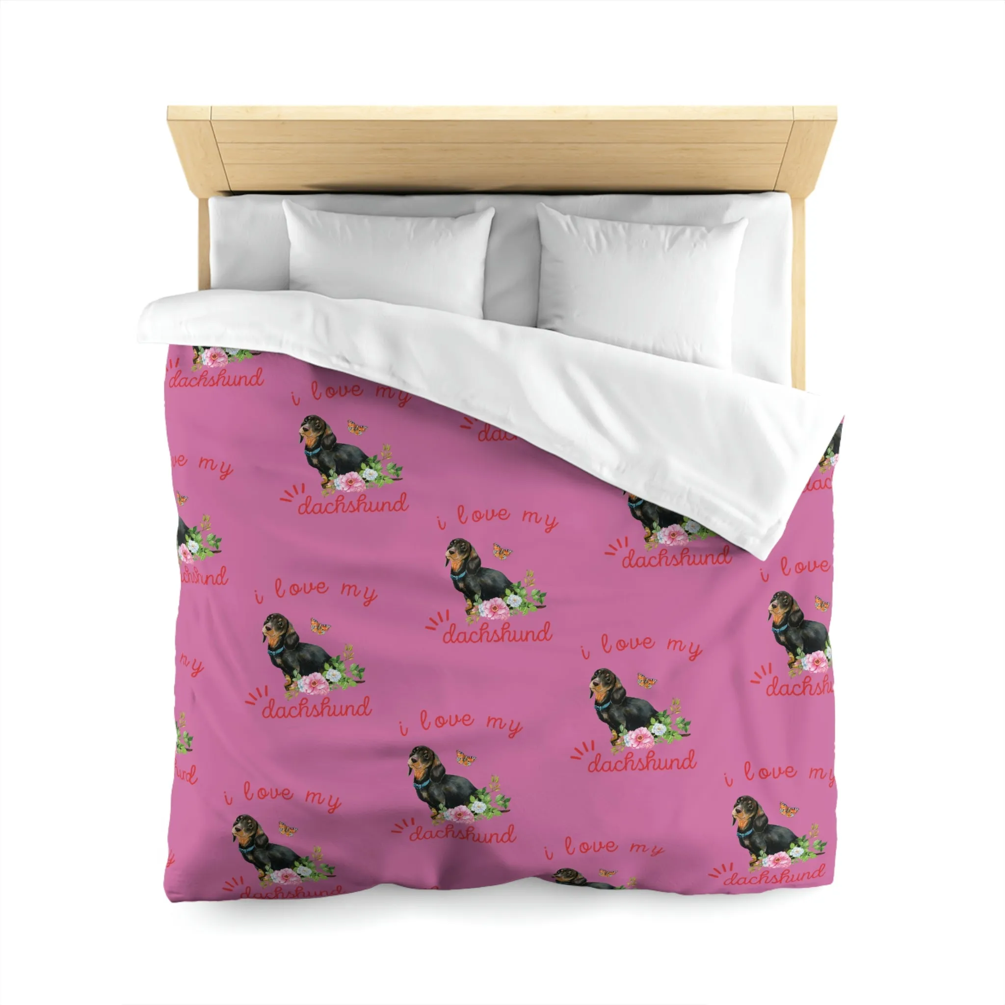 I love my Dachshund Dog POD Microfiber Duvet Cover