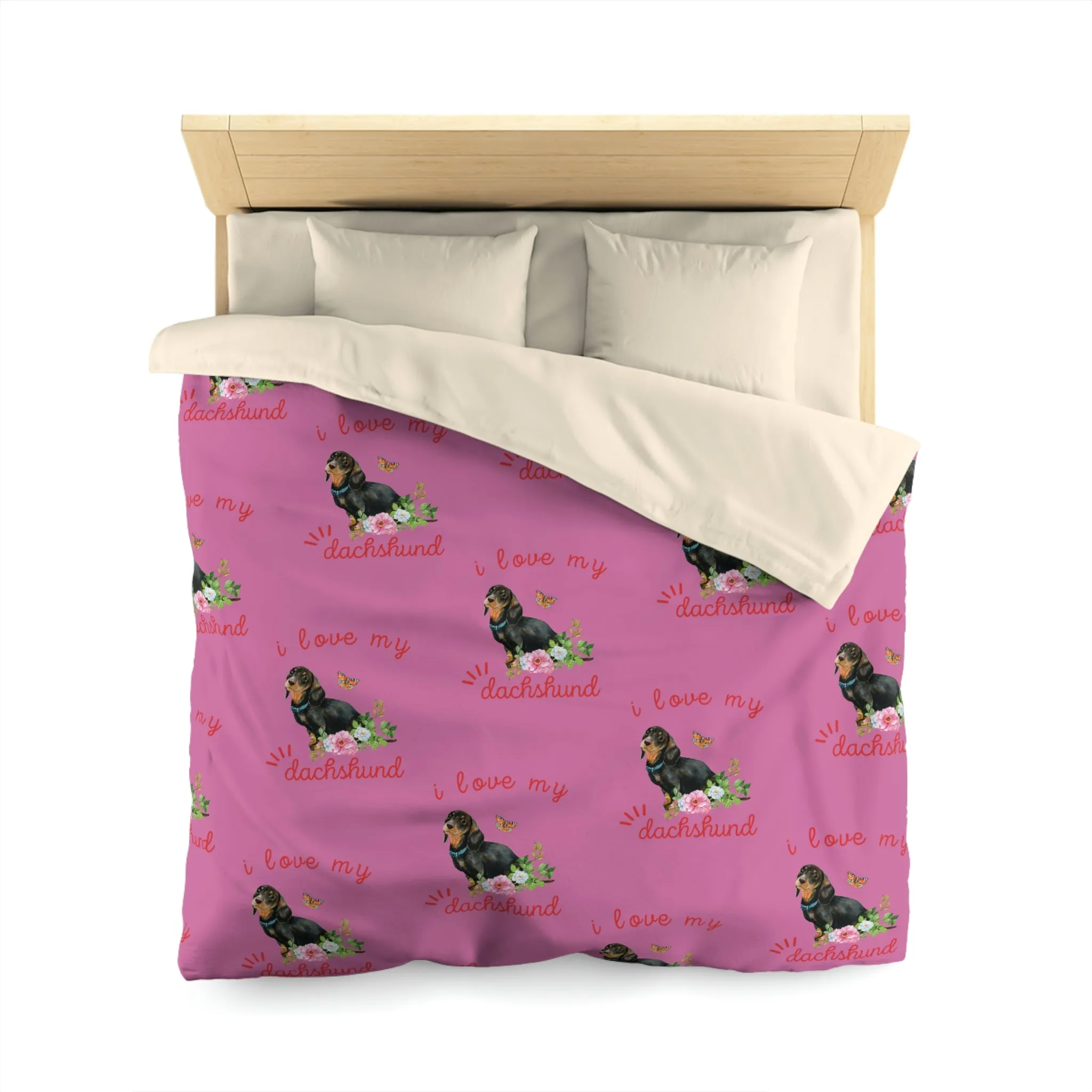 I love my Dachshund Dog POD Microfiber Duvet Cover