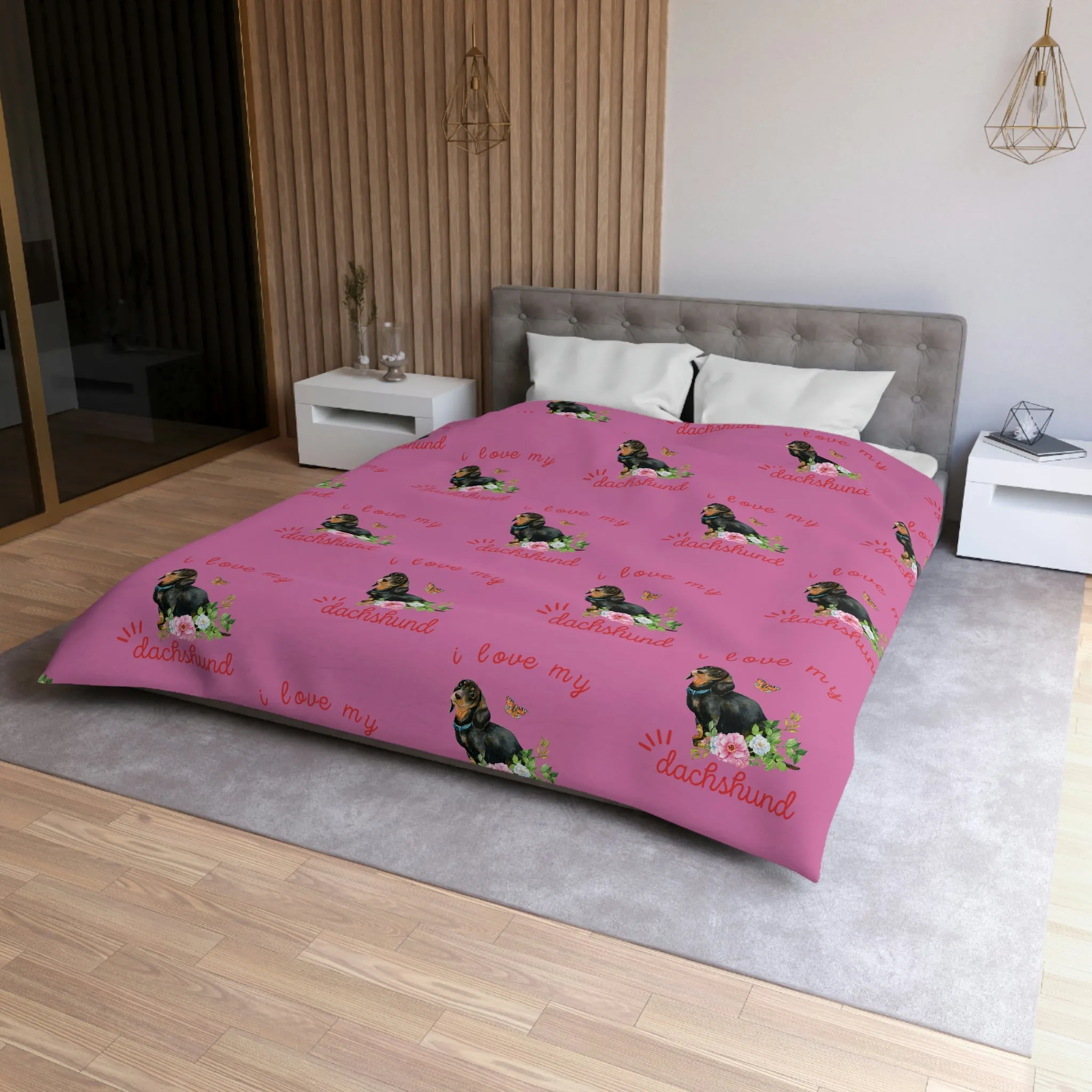 I love my Dachshund Dog POD Microfiber Duvet Cover