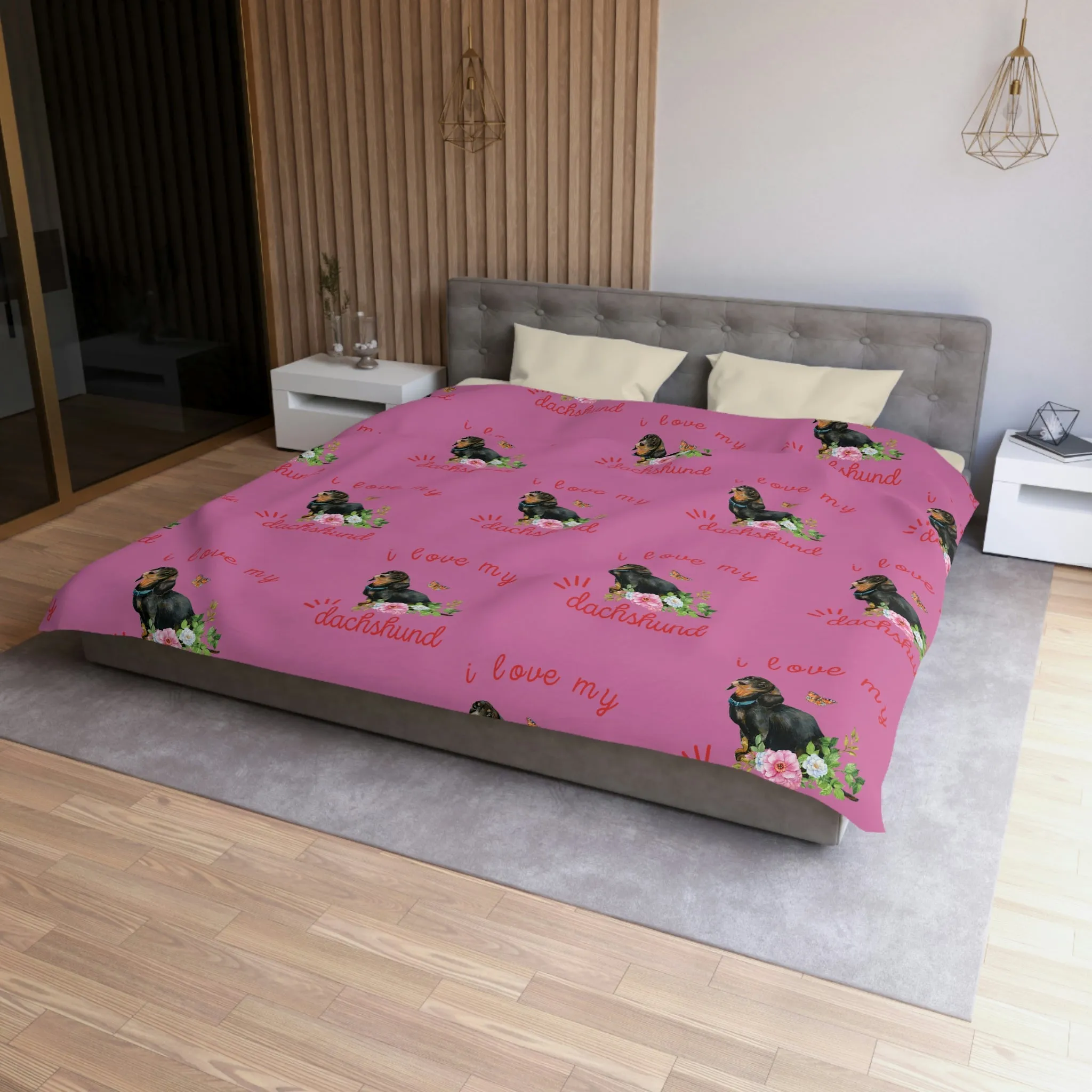 I love my Dachshund Dog POD Microfiber Duvet Cover