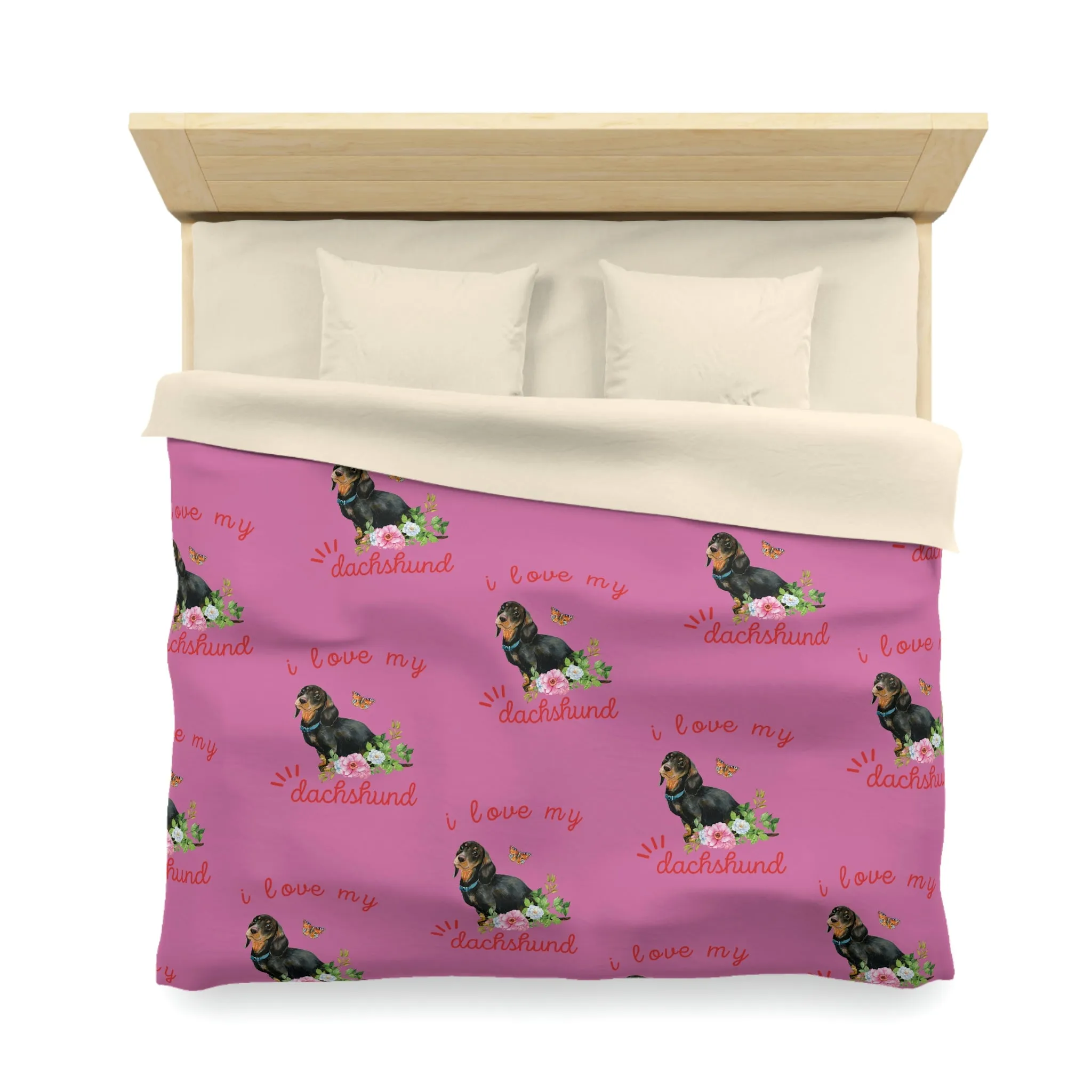 I love my Dachshund Dog POD Microfiber Duvet Cover