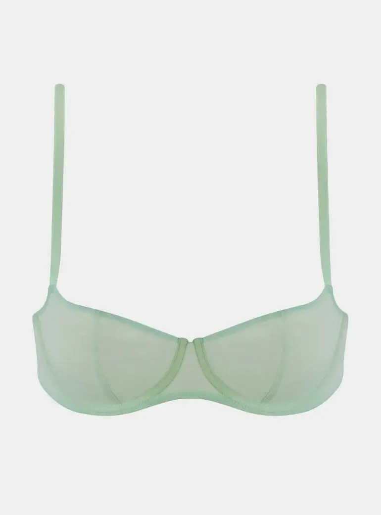 I.D. Line Underwired Fine Mesh Mint Cream Balcony Bra