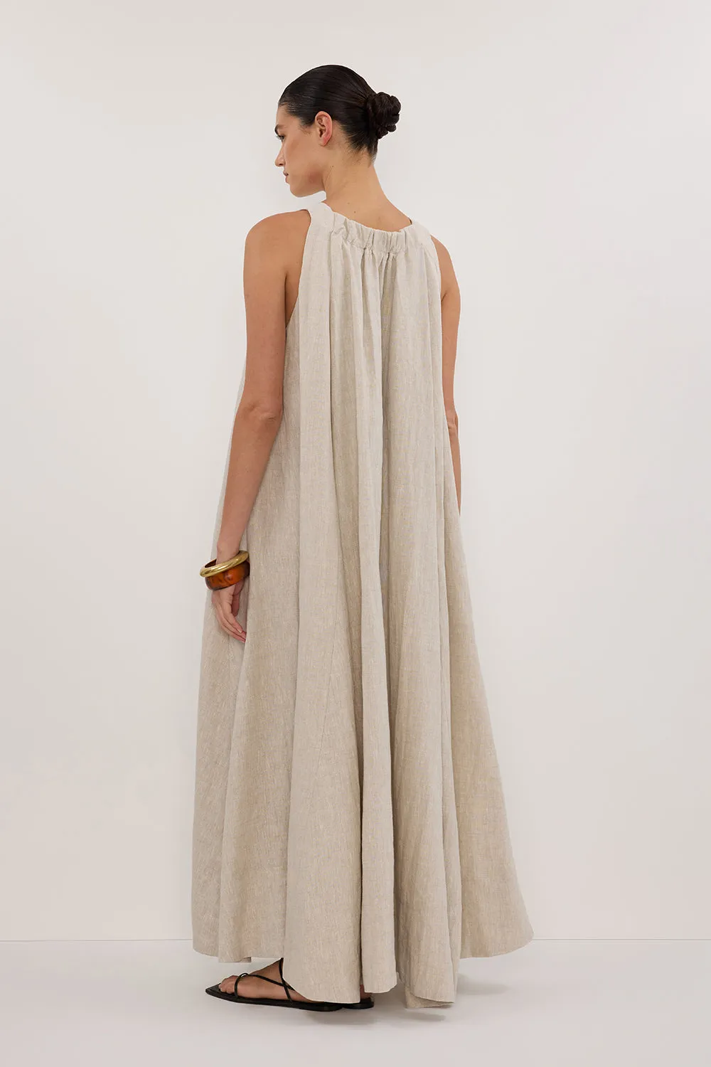 ISABELLE NATURAL LINEN MIDI DRESS