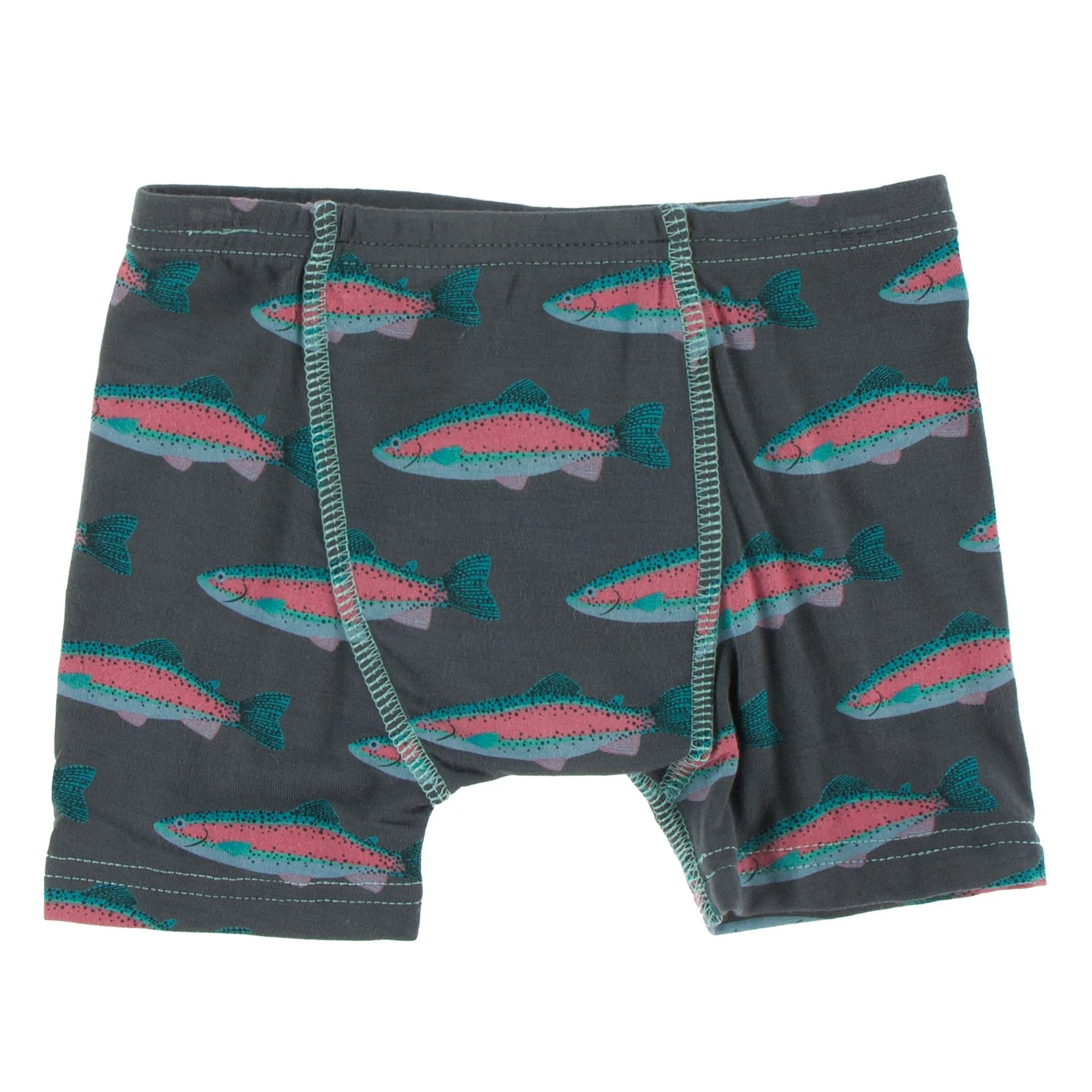 KicKee Pants Natural Fishing Flies & Stone Rainbow Trout Boys Boxer Briefs Set