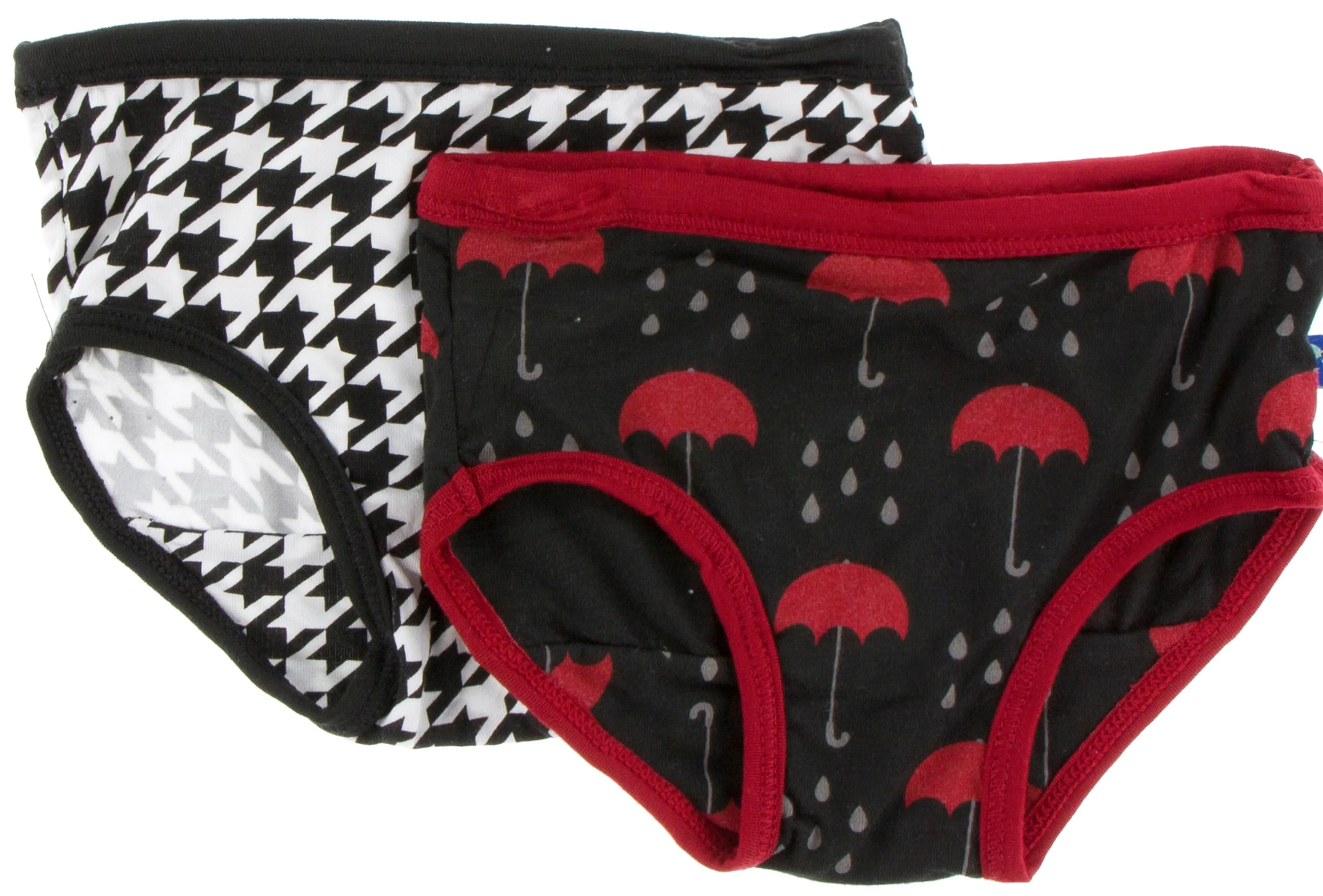 KicKee Pants Zebra Houndstooth & Umbrella and Rain Clouds Girl's Underwear Set-PRESALE