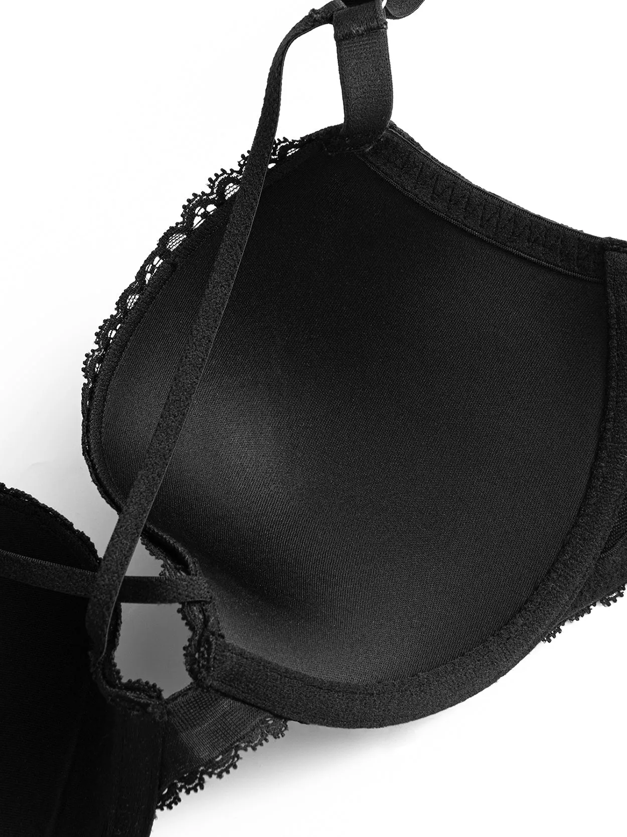 Lace Push Up Bra Padded Strappy Back Underwire Black