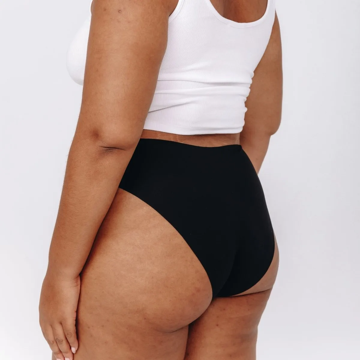 Mid-Rise Bikini - Seamless Cotton - Black