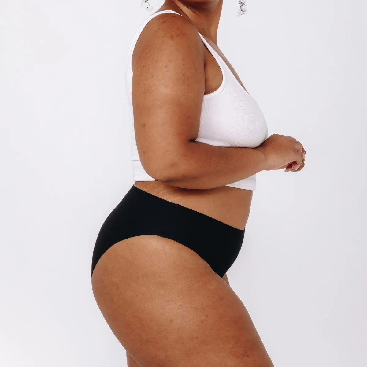 Mid-Rise Bikini - Seamless Cotton - Black