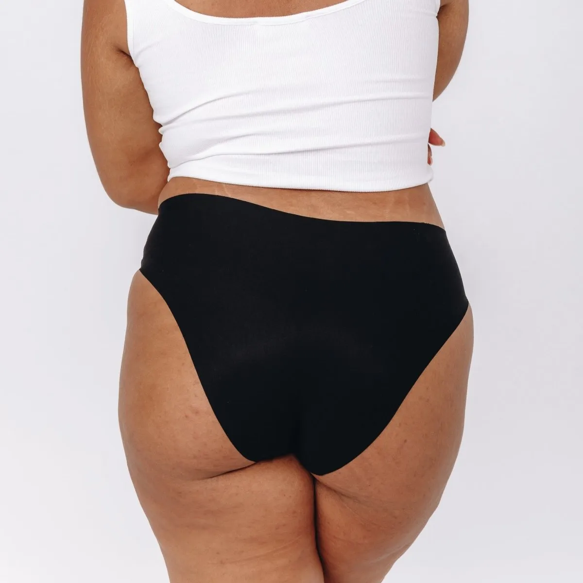 Mid-Rise Bikini - Seamless Cotton - Black