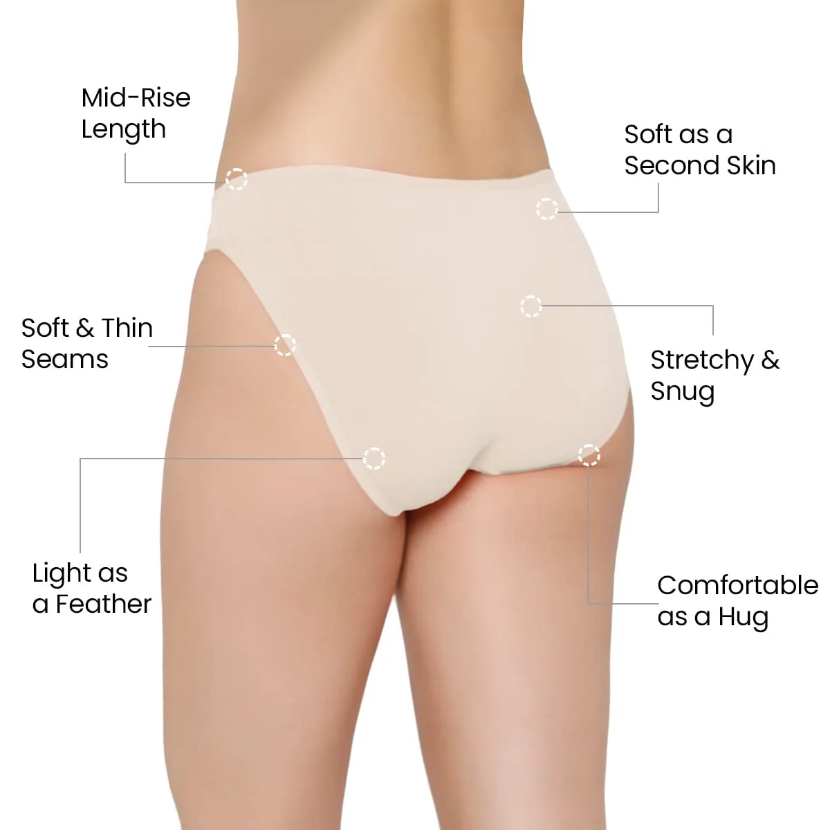 Mush Womens Ultra Soft Bamboo Modal Bikini Brief || Breathable Panties || Anti-Odor, Seamless, Anti Microbial Innerwear (M, Beige)