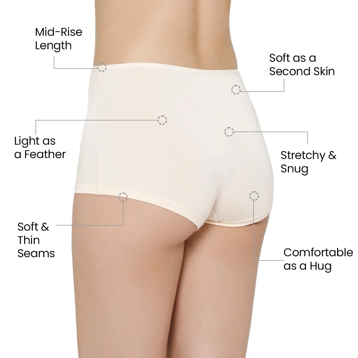 Mush Womens Ultra Soft High Waist Bamboo Modal Boyshorts || Breathable Panties || Anti-Odor, Seamless, Anti Microbial Innerwear (XL - Pack of 3, Beige Color)