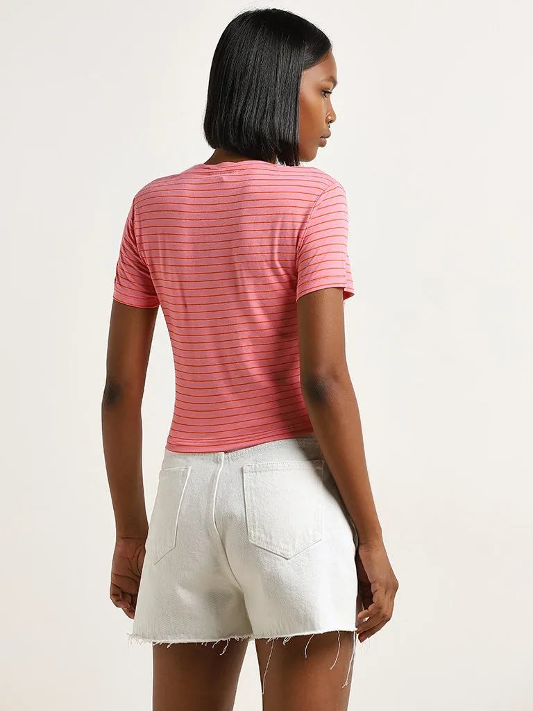 Nuon Pink Striped T-Shirt