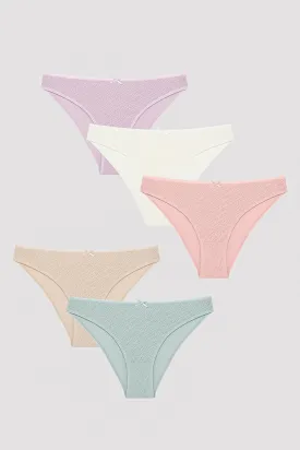 Penti Women's Soft Tones 5-pack Pointel Multi-Colored Slip Panties