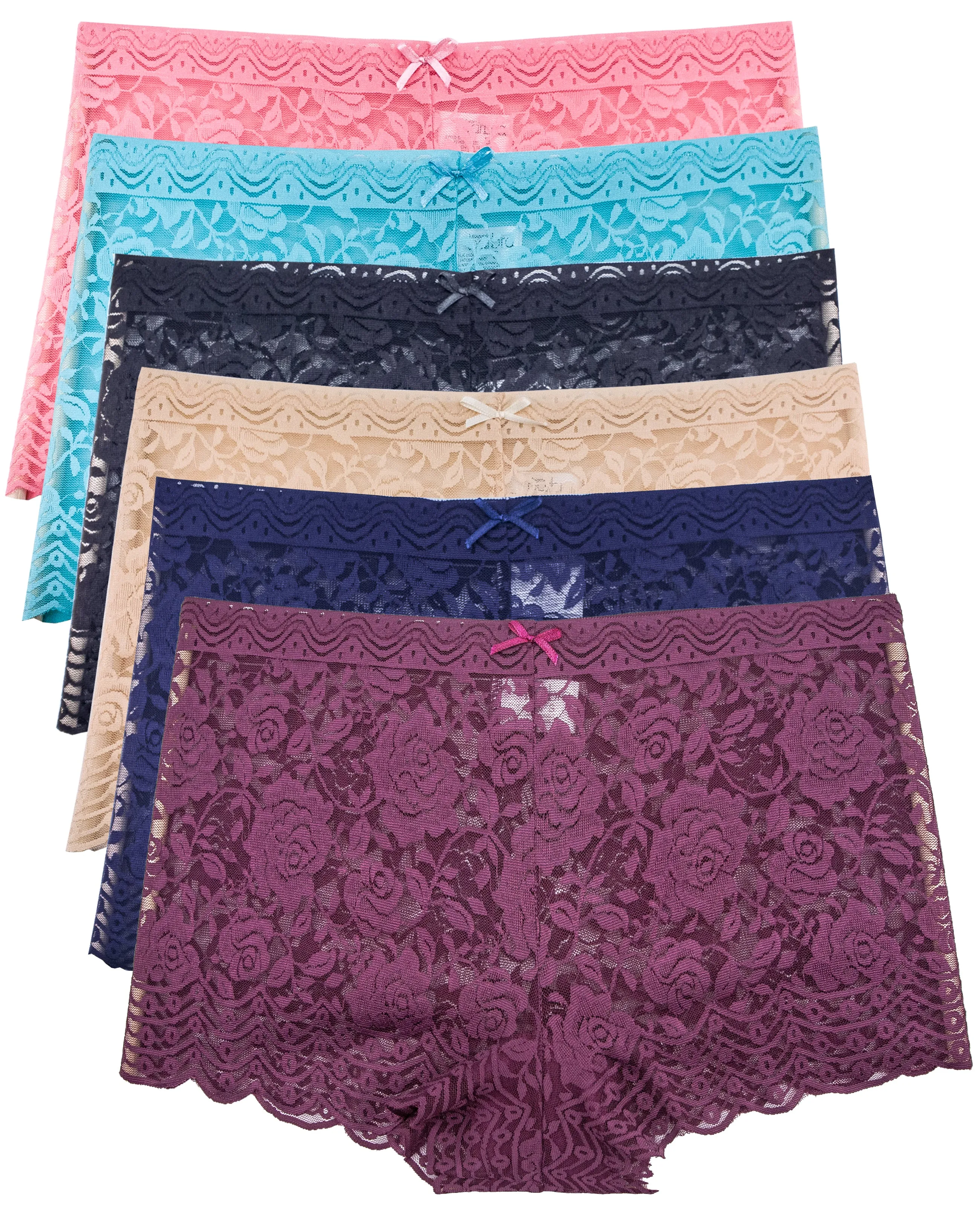 Plus Size Lace Boyshort Panties (Multi-Pack)