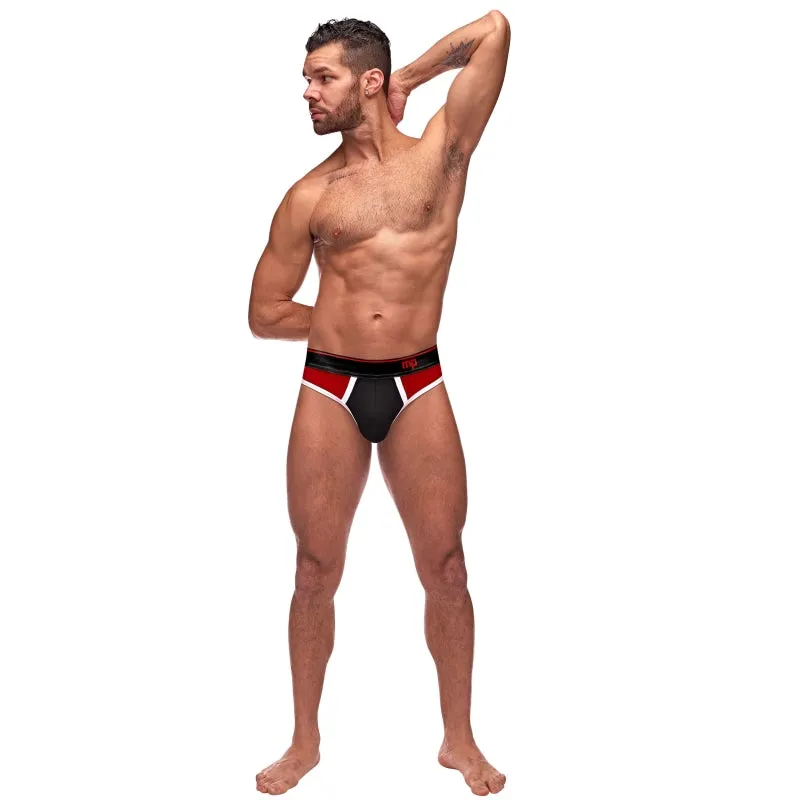 Retro Sport Panel Thong - S/ M - Red/ Black