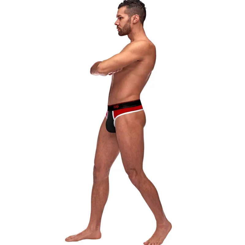 Retro Sport Panel Thong - S/ M - Red/ Black