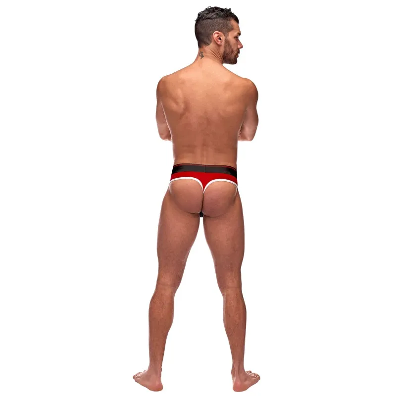 Retro Sport Panel Thong - S/ M - Red/ Black