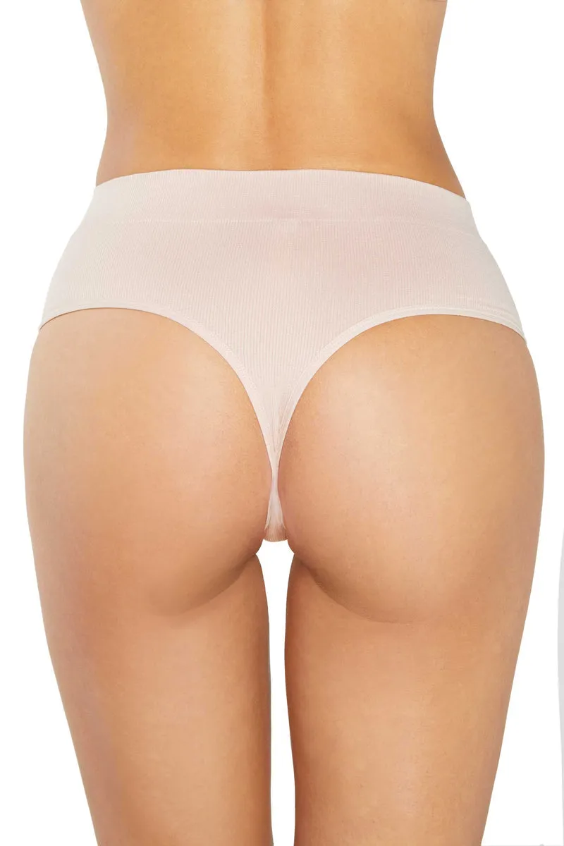 SAND HIGH SCULPT THONG RIB